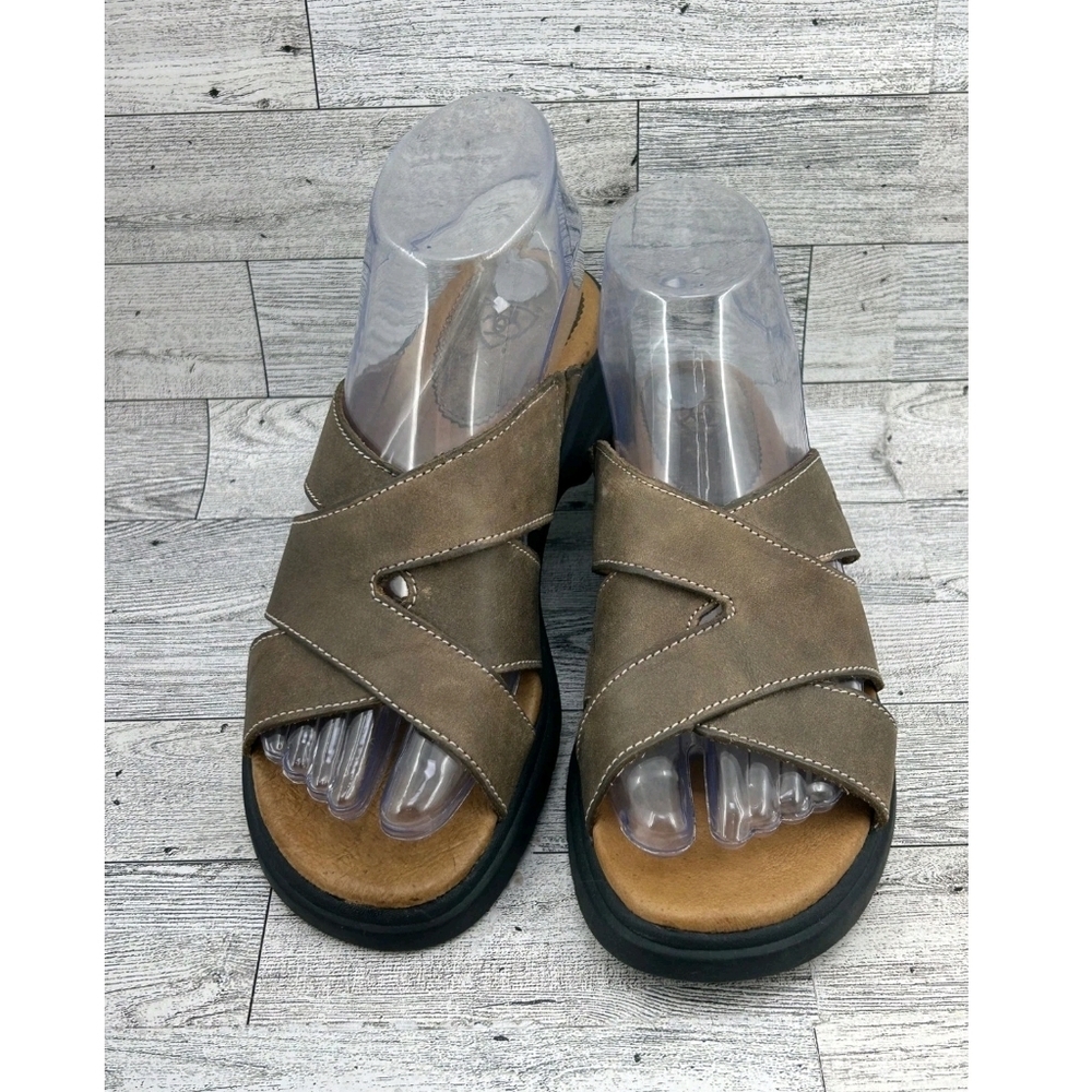 Ariat Womens Brown Leather Cross Strap Slide Sandals Style 21432 Size 7.5 B - Picture 2 of 11